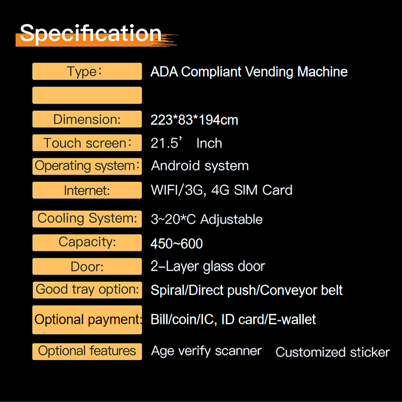 ADA compliant vending machine
